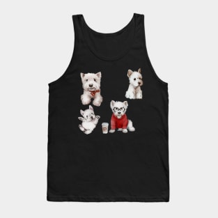 Westies Dogs Sticker Set Tank Top